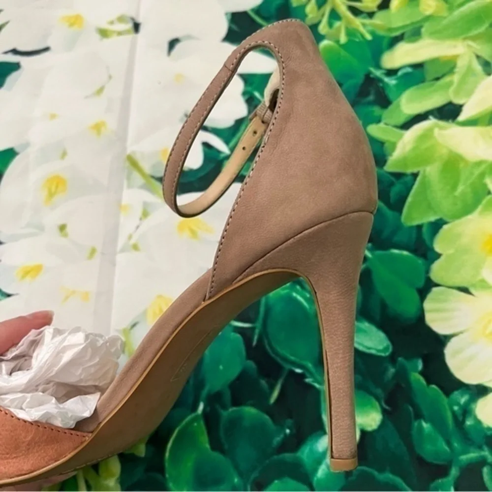 Steven By Steve Madden Anibell Peach Pink Leather Point Toe Heels Size 8.5